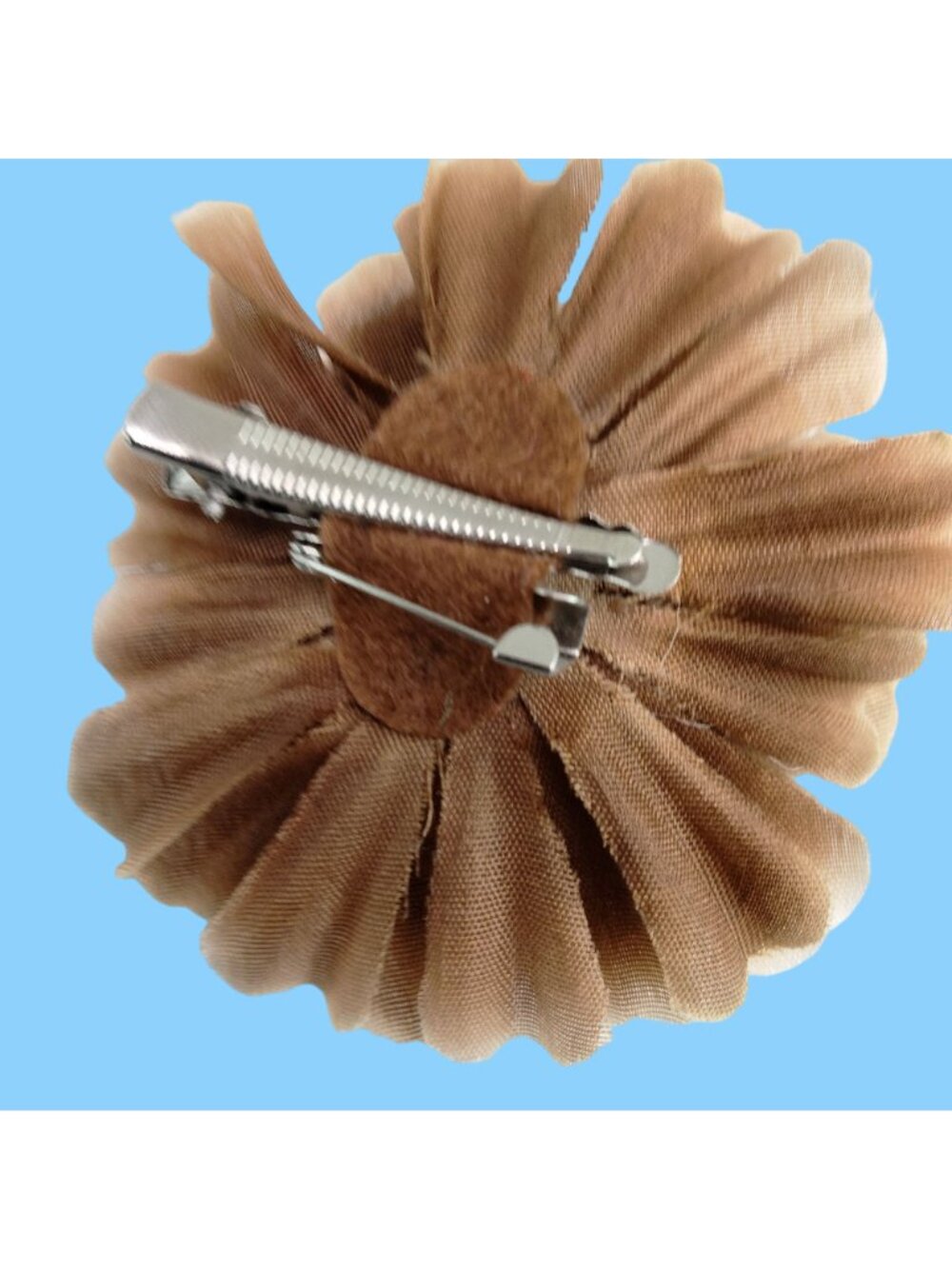 Brown Fabric Flower Hair Clips Brooch Boutonniere Lapel Pin Corsage Lot 2 - Picture 5 of 6